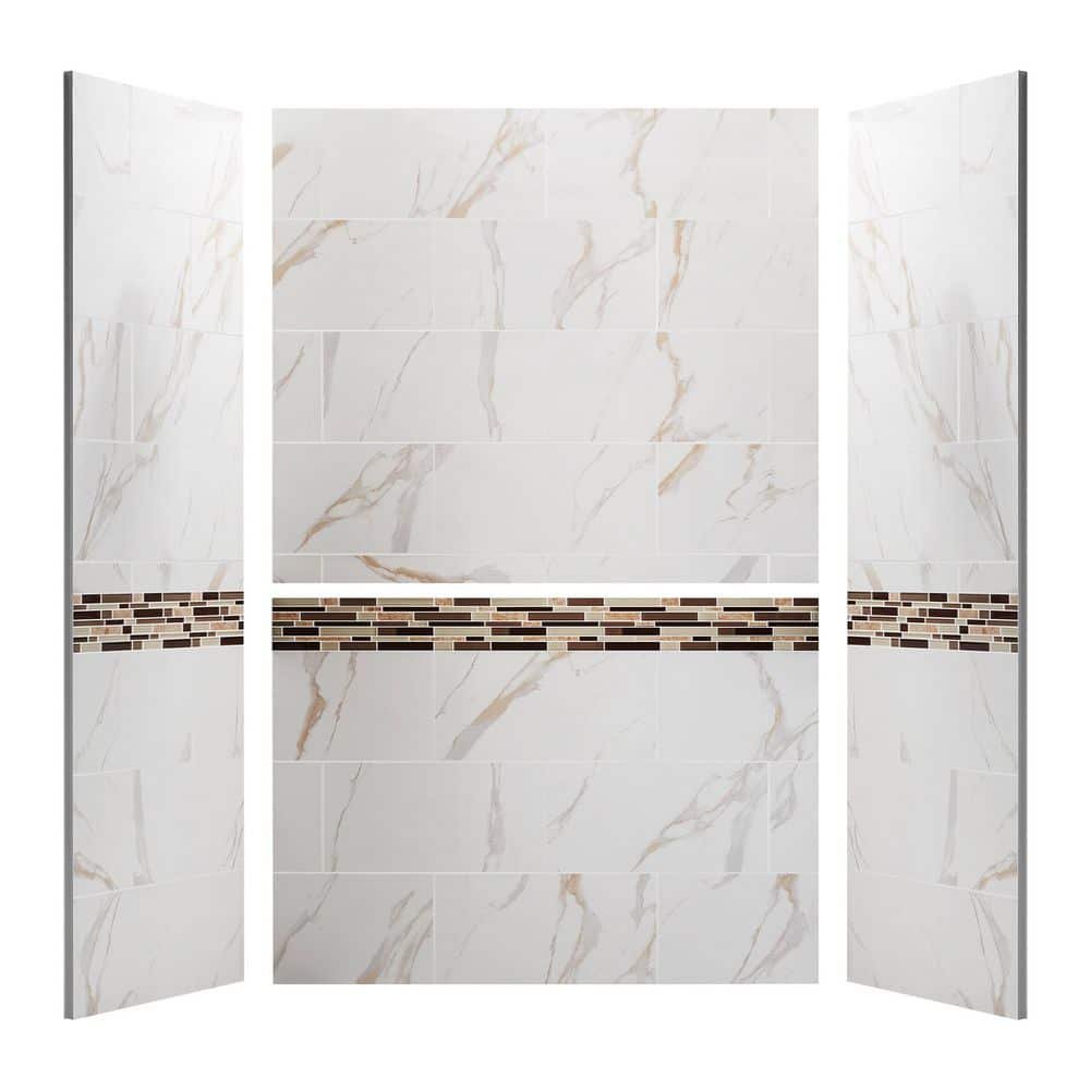60 in. W x 96 in. H x 32 in. D 4-piece Glue up Alcove Shower Wall Surround in Matte Finish