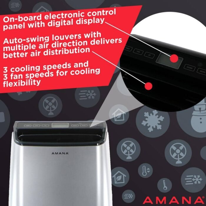 6,500 BTU Portable Air Conditioner Cools 450 Sq. Ft. with LCD Display, Auto-Restart and Wheels in White - Image 4