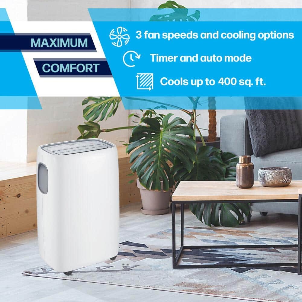 13,000 BTU Portable Air Conditioner Cools 400 Sq. Ft. with Heater in White - Image 2