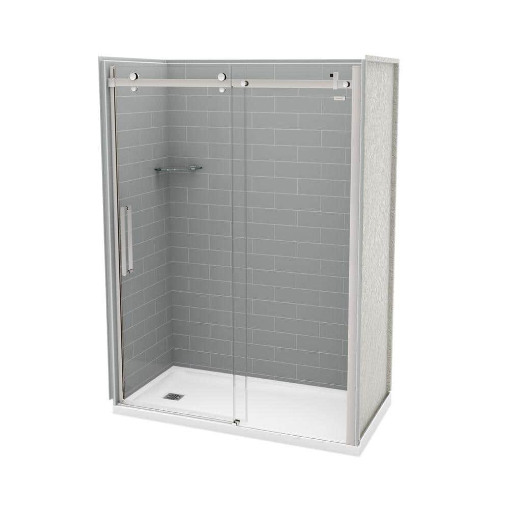 Utile Metro 32 in. x 60 in. x 83.5 in. Left Drain Alcove Shower Kit in Ash Grey with Chrome Shower Door - Image 2