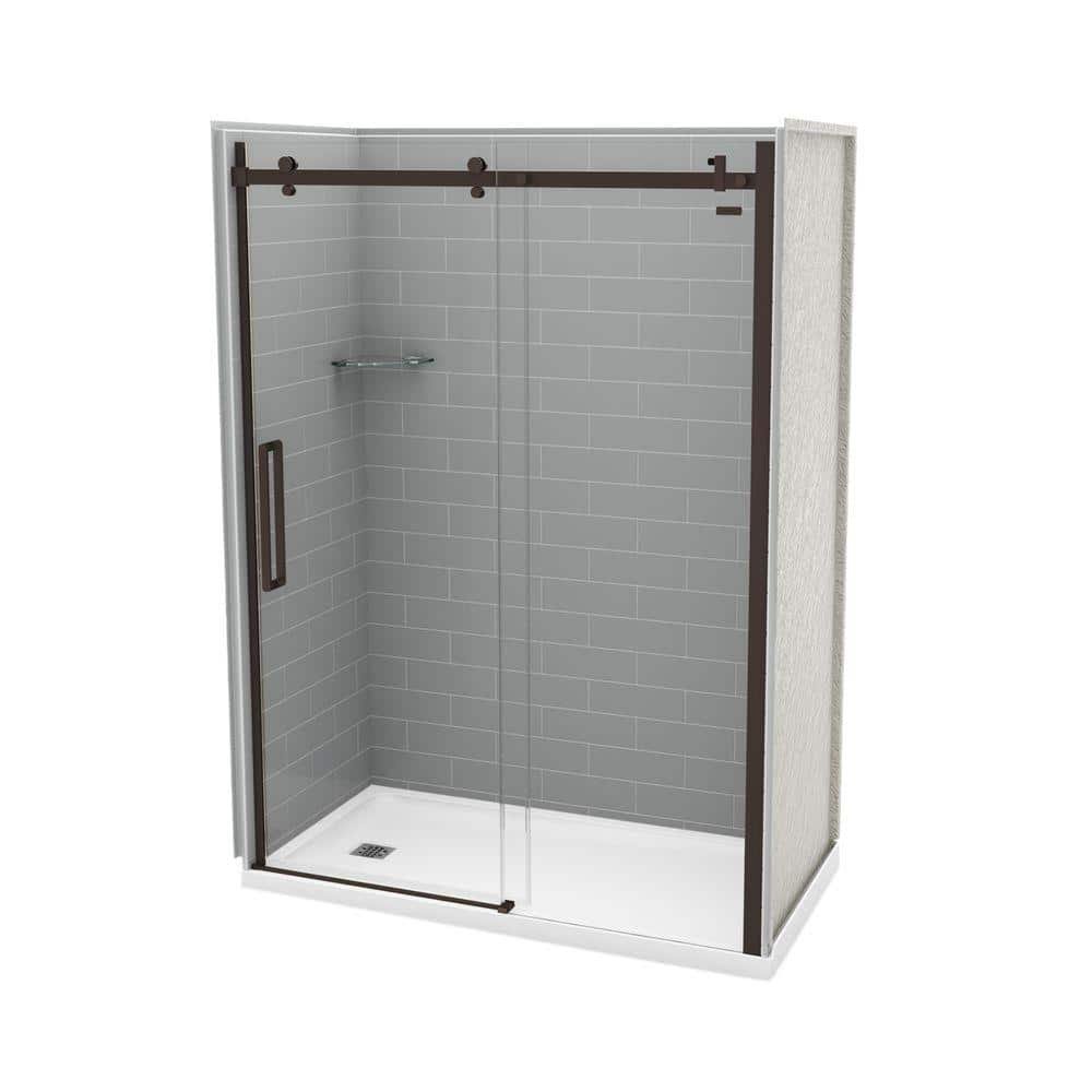 Utile Metro 32 in. x 60 in. x 83.5 in. Left Drain Alcove Shower Kit in Ash Grey with Dark Bronze Shower Door - Image 3