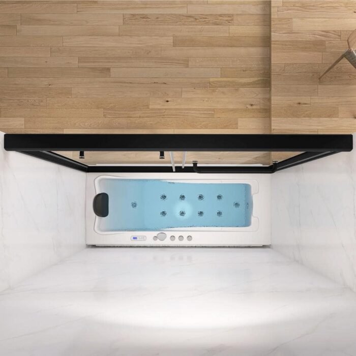 60 in. W x 62 in. H Double Sliding Semi-Frameless Bathtub Shower Door Tub Door in Matte Black with 5/16 in. Clear Glass - Image 4
