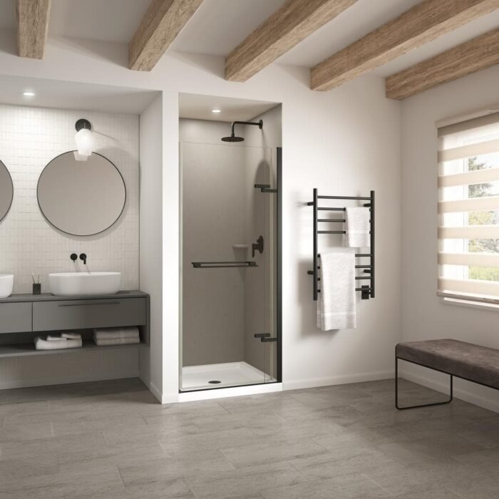 36 in. x 36 in. x 72 in. 3-Piece Easy Up Adhesive Alcove Shower Surround in Bermuda Sand