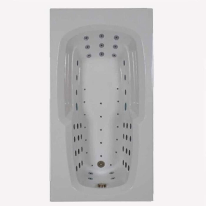 Physical Therapy 66 in. x 42 in. Acrylic Rectangular Drop-in Whirlpool and Air Bathtub with Reversible Drain in Biscuit