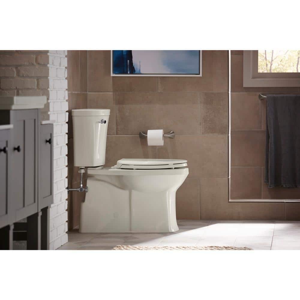 Valiant 12 in. Rough In 2-Piece 1.28 GPF Single Flush Elongated Toilet in Biscuit Seat Included - Image 2