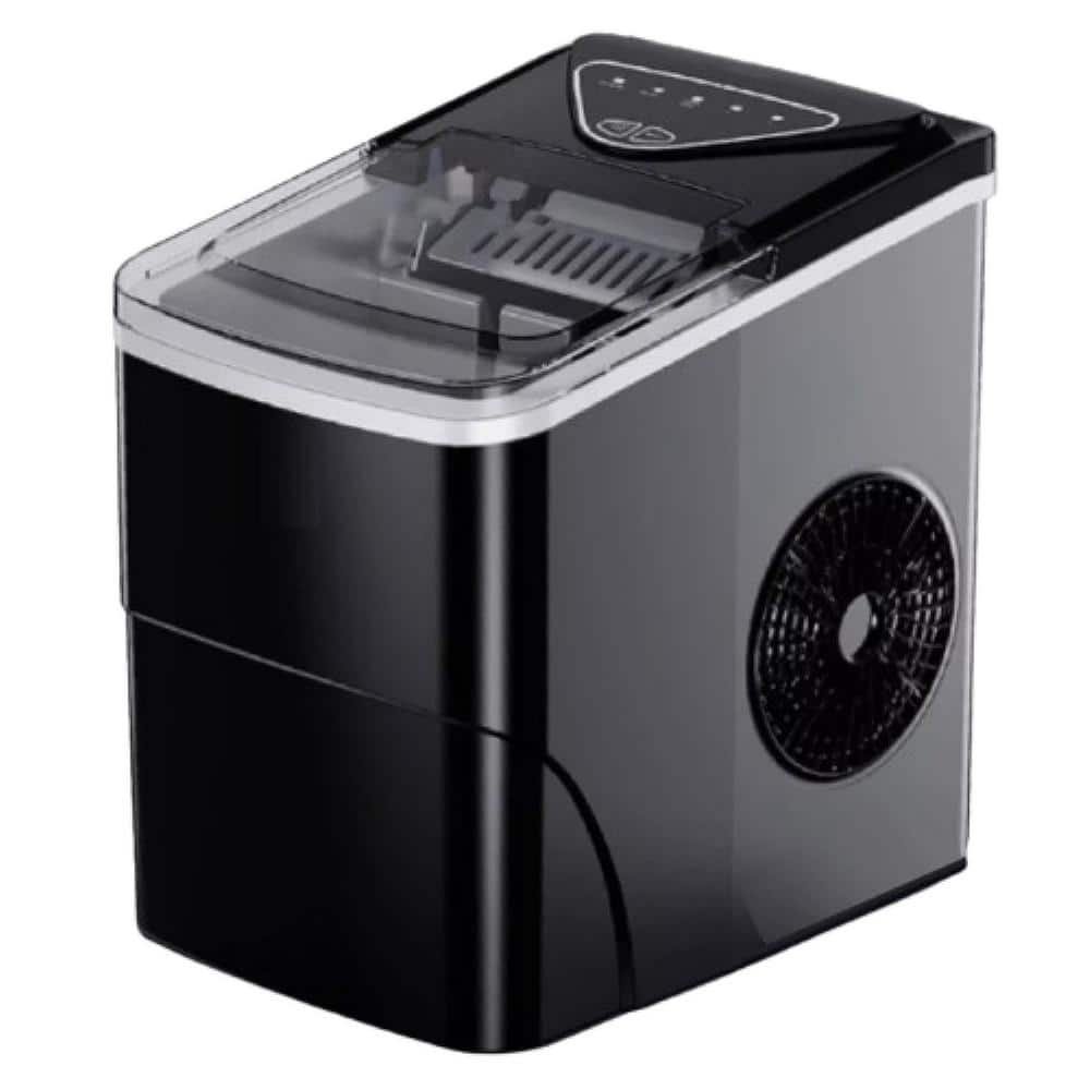 8.7 in. 26 lb. Bullet Ice Maker Countertop Portable Ice Maker with Ice Scoop and Basket, 2 Sizes of Bullet Ice in Black