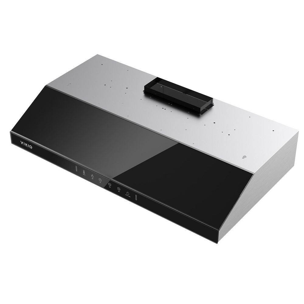 30 in. 900 CFM Ducted Under Cabinet Range Hood in Stainless Steel and Black Glass with LED Lights and Baffle Filters - Image 3