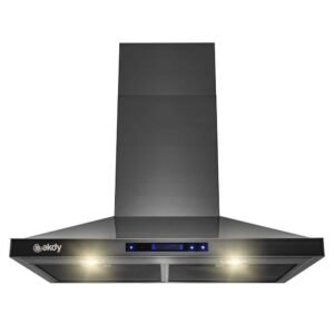 30 in. 343 CFM Convertible Wall Mount Black Stainless Steel Kitchen Range Hood with Touch Panel