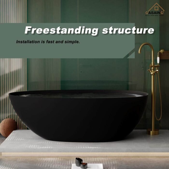 67 in. x 33 in. Soaking Bathtub in Matte Black - Image 3