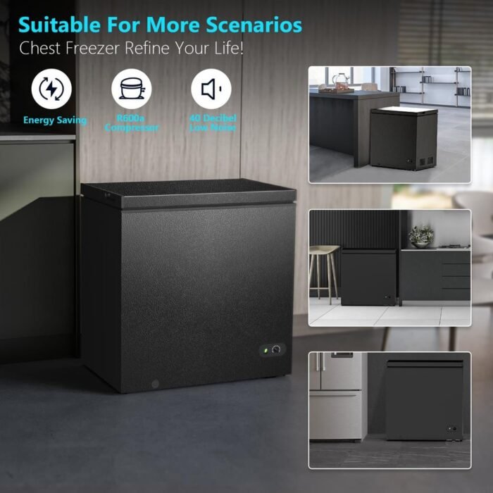 32 in. W 7.0 cu. ft. Manual Defrost Chest Freezer with Adjustable Temperature Controls in Black Garage Ready - Image 2