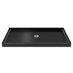 Slimline 60 in. x 34 in. Single Threshold Alcove Shower Pan Base in Black Color with Center Drain