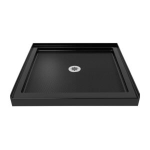 SlimLine 36 in. x 36 in. Single Threshold Alcove Shower Pan Base in Black with Center Drain