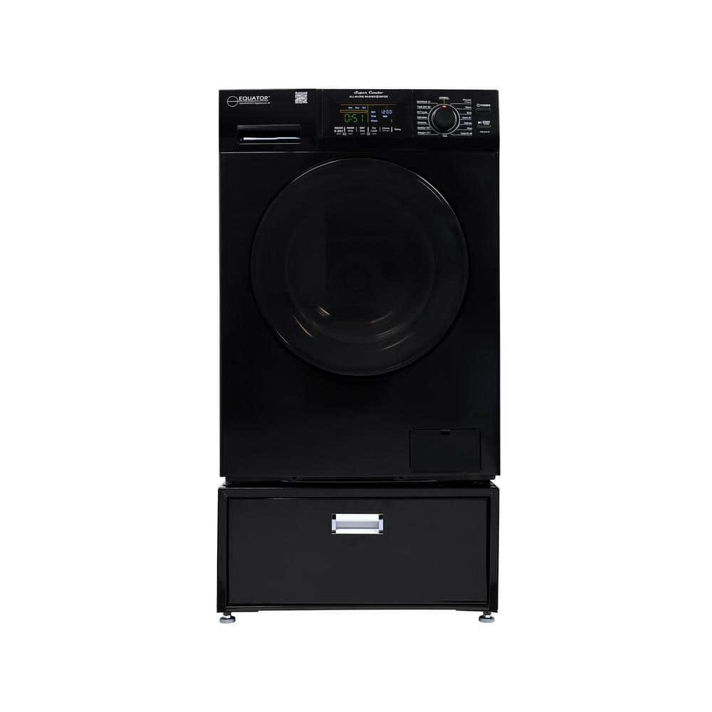 1.62 cu. ft. 110-Volt Condensing Sani Combo Washer Dryer Combo 0 Clearance in Black with Pedestal