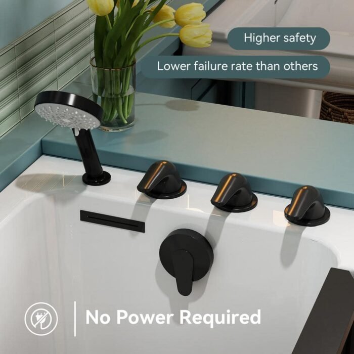 49 in. x 26 in. Right Drain Quick Fill Walk-In Soaking Bathtub in White/Black - Image 2