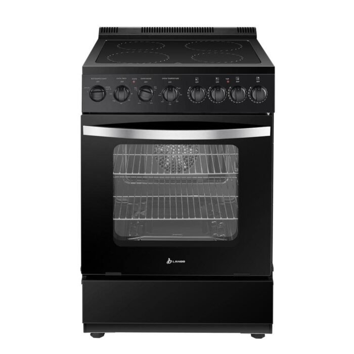 24 in. 4 Element Freestanding Single Oven Electric Range with True Convection, Timer and Rotisserie, Black