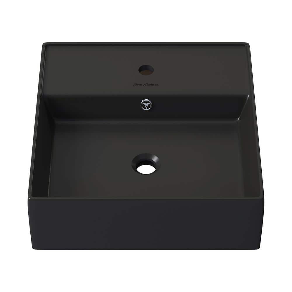 Claire 15 in. Wall Mount Sink in Black Ceramic