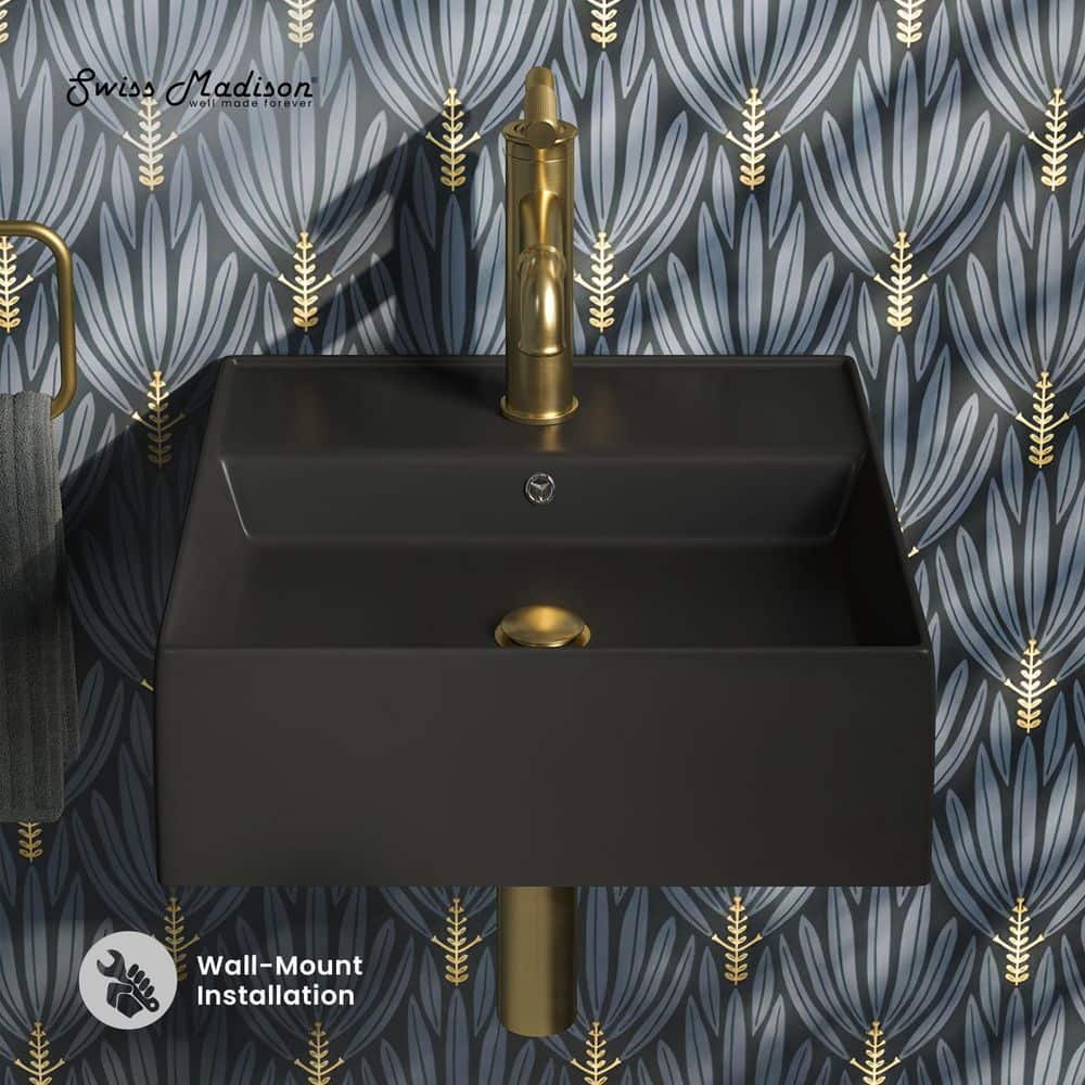 Claire 15 in. Wall Mount Sink in Black Ceramic - Image 2