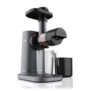 NeverClog 24oz Cold Press Juicer, Powerful Slow Juicer, Easy to Clean XL Pulp Container with Total Pulp Control in Black