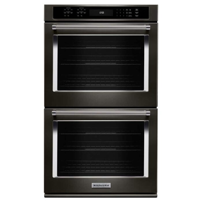 27 in. Double Electric Wall Oven Self-Cleaning with Convection in Black Stainless