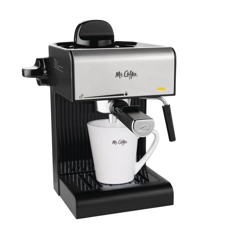 2.5-Cup Black Drip Coffee Maker, Steam Espresso Machine, Cappuccino and Latte