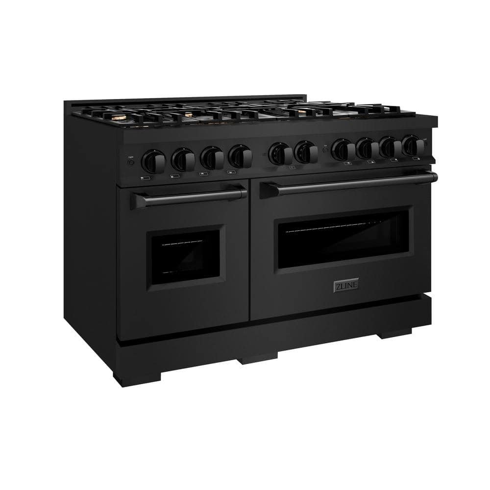 Classic 48 in. 8-Burner Dual Fuel Range with Double Oven and Brass Burners in Black Stainless Steel - Image 2