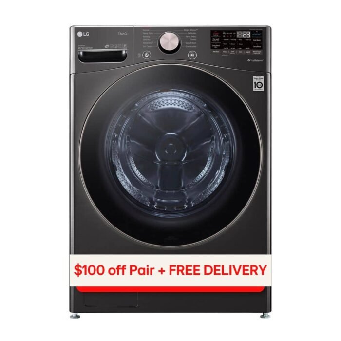 4.5 Cu. Ft. Stackable SMART Front Load Washer in Black Steel with Steam and TurboWash360 Technology
