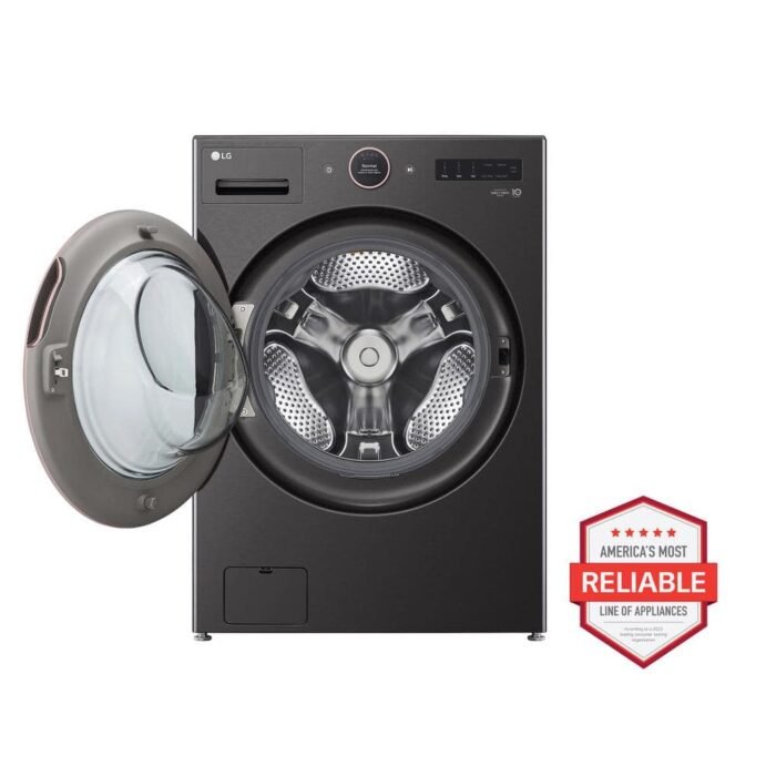 5.0 cu. ft. Stackable Smart Front Load Washer in Black Steel with AI Digital Dial, Steam and TurboWash360 - Image 3
