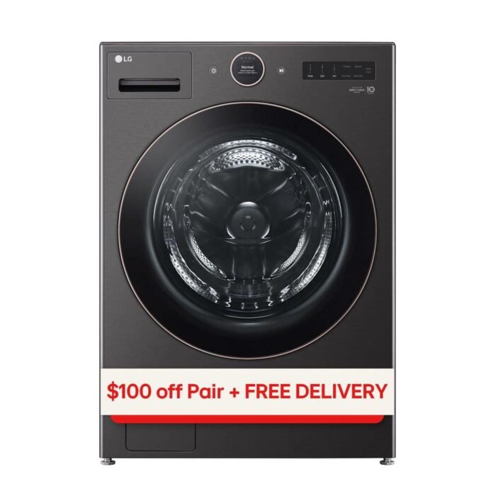 5.0 cu. ft. Stackable Smart Front Load Washer in Black Steel with AI Digital Dial, Steam and TurboWash360