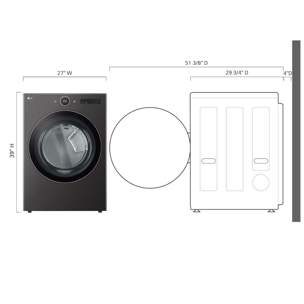 7.4 cu. ft. Vented Stackable SMART Gas Dryer in Black Steel with TurboSteam and AI Sensor Dry Technology - Image 4