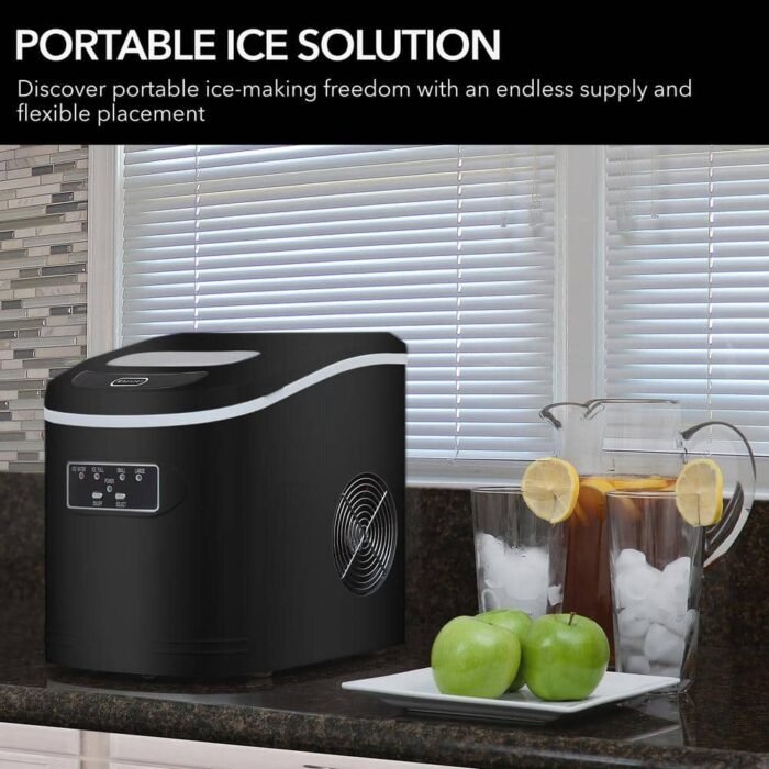 9.5 in. 27 lbs Portable Ice Maker Countertop Ice Machines Bullet Ice in Metallic Black - Image 3