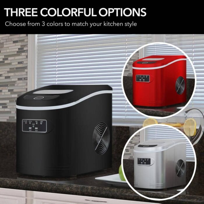 9.5 in. 27 lbs Portable Ice Maker Countertop Ice Machines Bullet Ice in Metallic Black - Image 2