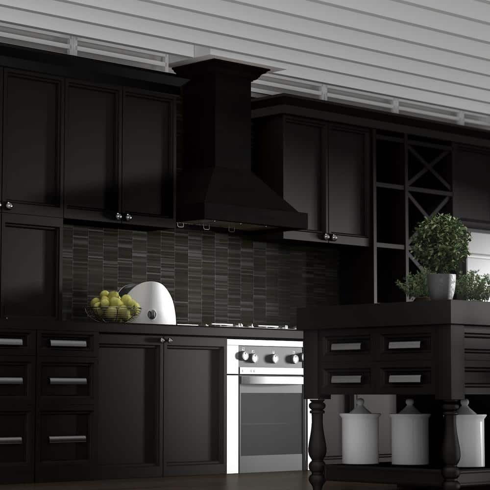 36 in. 400 CFM Convertible Vent Wall Mount Range Hood in Black Wood - Image 2