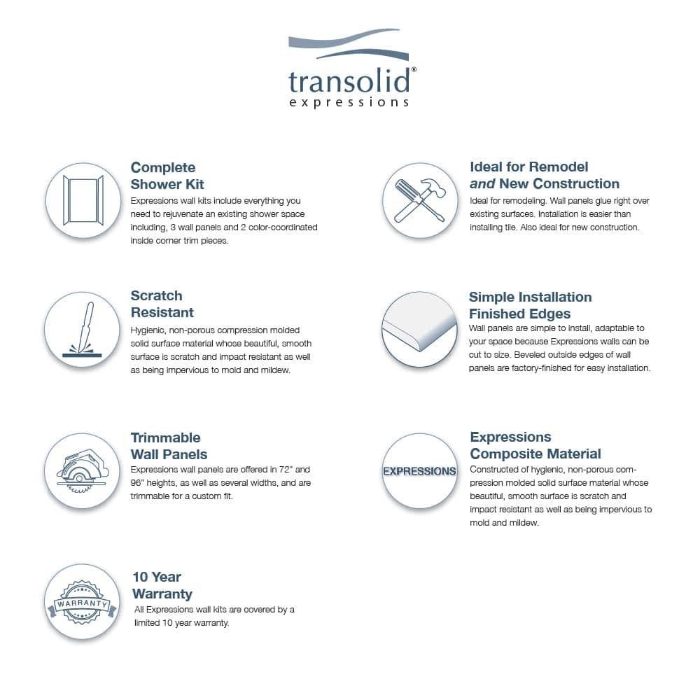 Expressions 36 in. x 48 in. x 72 in. 3-Piece Easy Up Adhesive Alcove Shower Wall Surround in Bleached Oak - Image 4