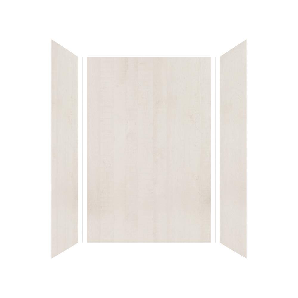 Expressions 36 in. x 48 in. x 72 in. 3-Piece Easy Up Adhesive Alcove Shower Wall Surround in Bleached Oak - Image 2