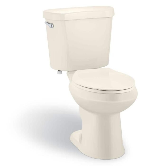 12 inch Rough In Two-Piece 1.28 GPF Single Flush Elongated Toilet in Bone Seat Included