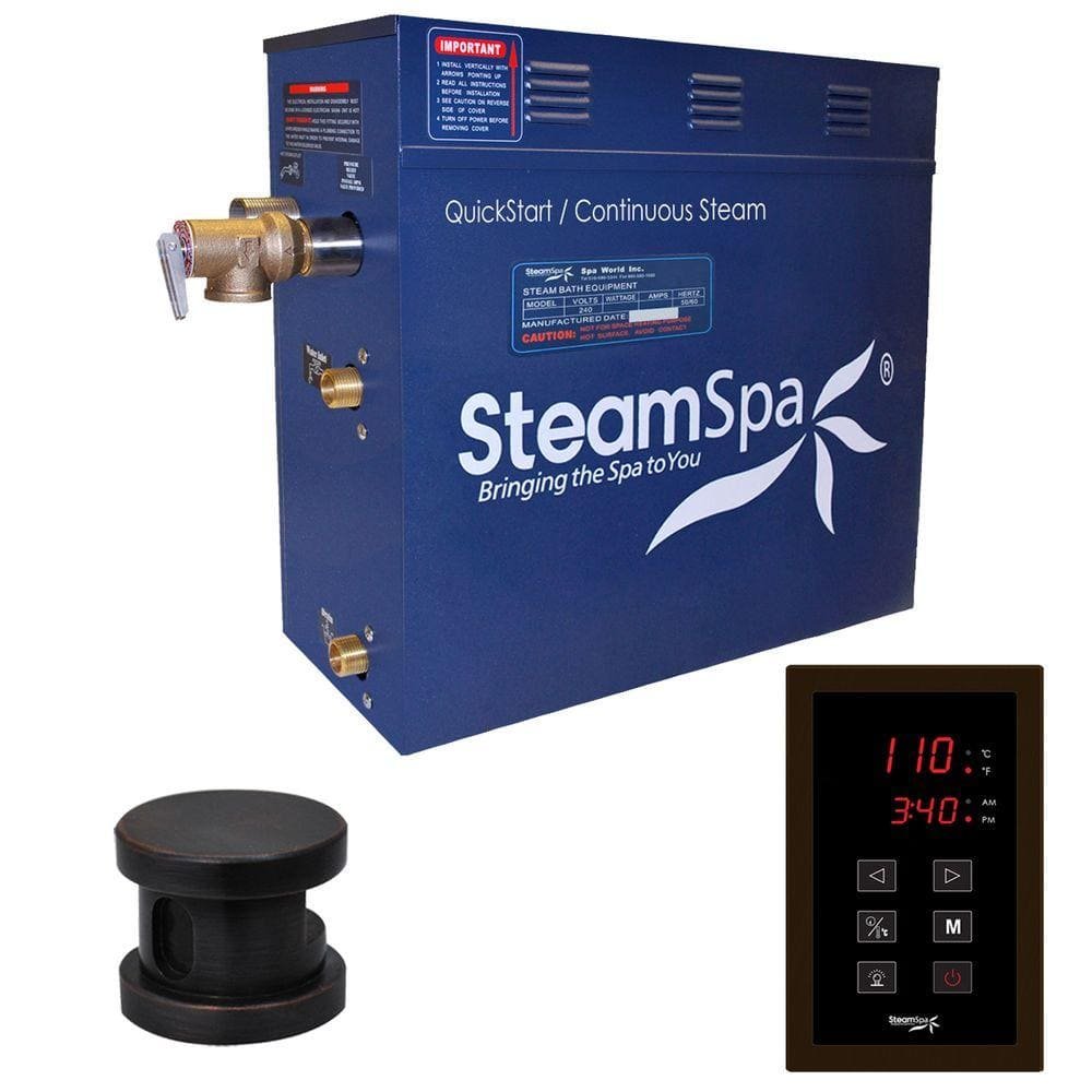 Oasis Series 7.5kW Steam Bath Generator Package with Continuous Steam and Quick Start Technology in Oil Rubbed Bronze
