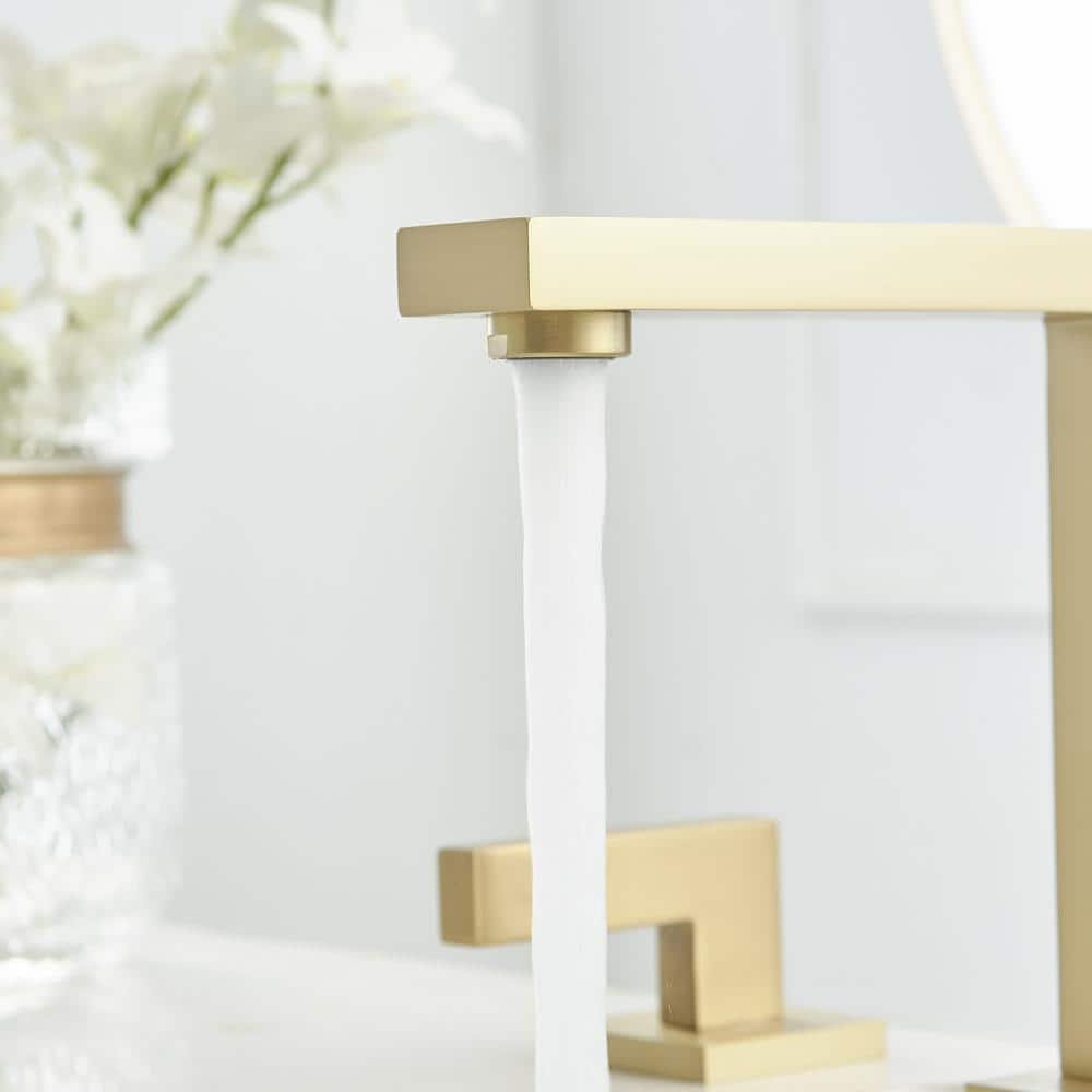 8 in. Widespread Double Handle Bathroom Faucet With Supply Hose in Brushed Gold - Image 4