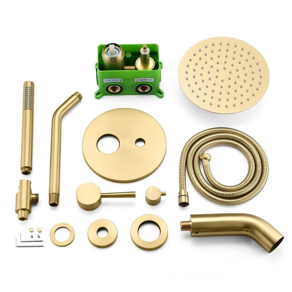 1-Handle 1-Spray Tub and Shower Faucet 1.8 GPM in Brushed Gold (Valve Included) - Image 2
