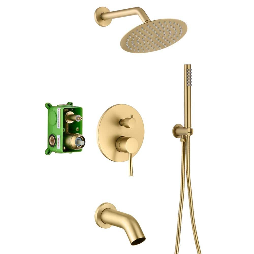 1-Handle 1-Spray Tub and Shower Faucet 1.8 GPM in Brushed Gold (Valve Included)
