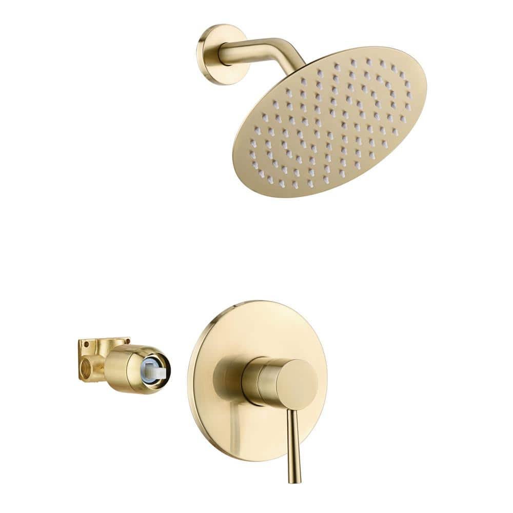 Modern Single-Handle 1-Spray Shower Faucet 1.8 GPM with Ceramic Disc Valves in Brushed Gold