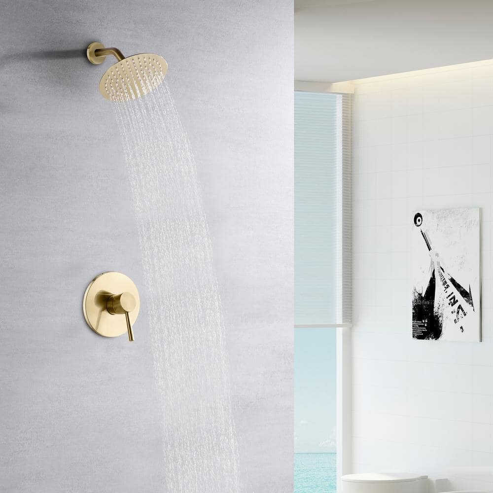 Modern Single-Handle 1-Spray Shower Faucet 1.8 GPM with Ceramic Disc Valves in Brushed Gold - Image 2