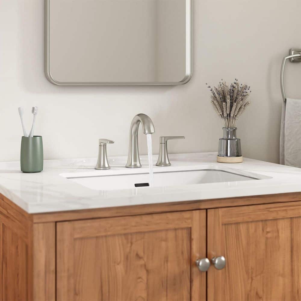 Becklow 8 in. Widespread Double Handle Bathroom Faucet in Brushed Nickel - Image 4