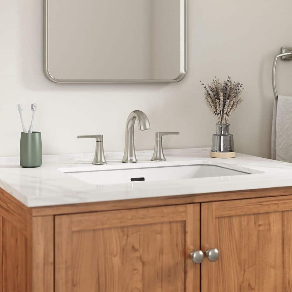 Becklow 8 in. Widespread Double Handle Bathroom Faucet in Brushed Nickel - Image 2