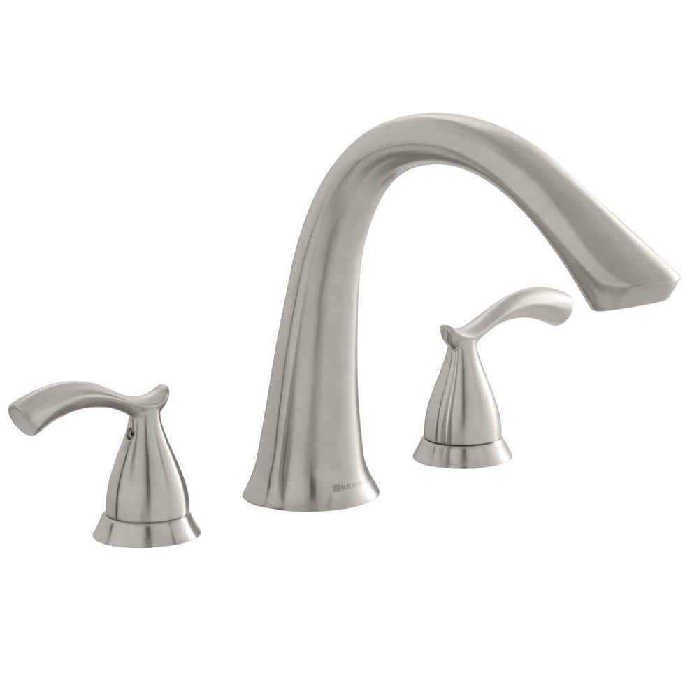 Edgewood 2-Handle Deck-Mount Roman Tub Faucet in Brushed Nickel