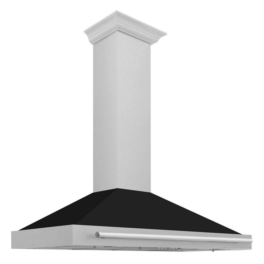 48 in. 400 CFM Ducted Vent Wall Mount Range Hood with Black Matte Shell in Fingerprint Resistant Stainless Steel
