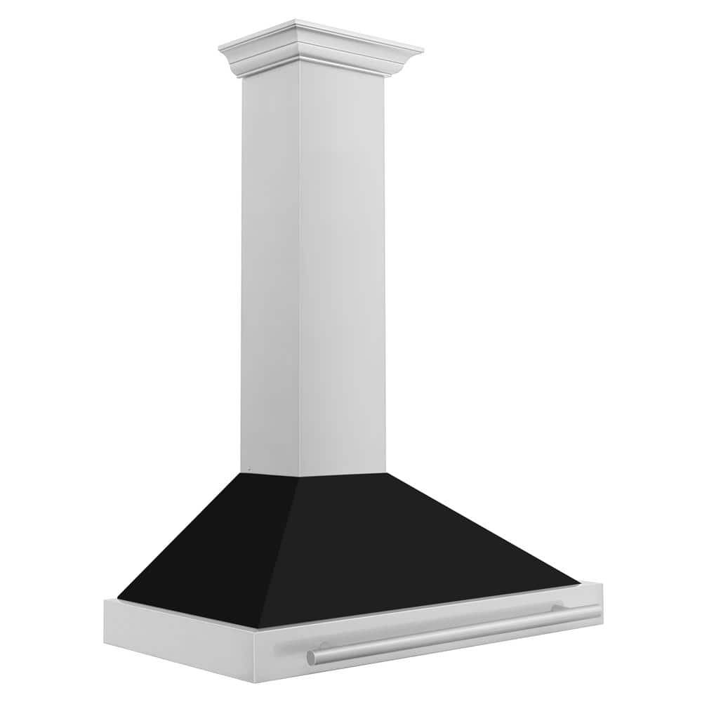 36 in. 400 CFM Ducted Vent Wall Mount Range Hood with Black Matte Shell in Stainless Steel - Image 3