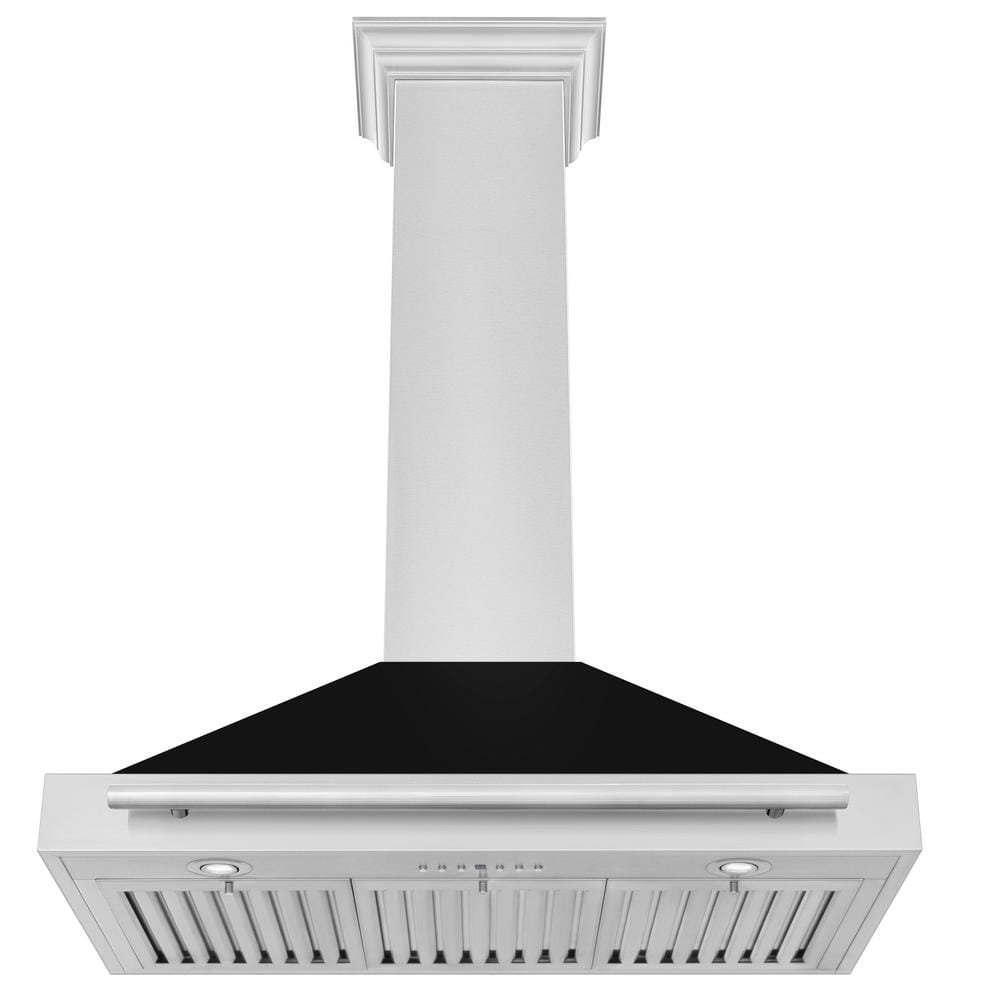 36 in. 400 CFM Ducted Vent Wall Mount Range Hood with Black Matte Shell in Stainless Steel - Image 4