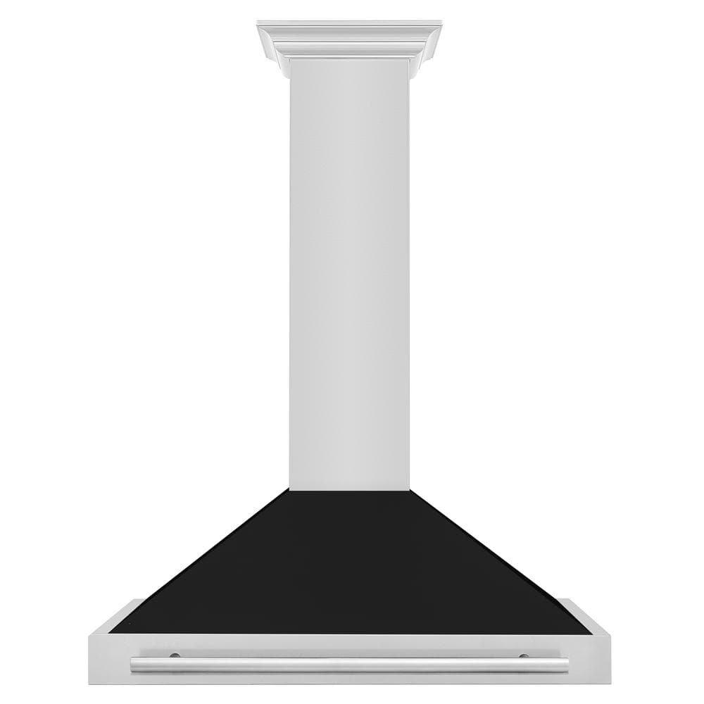 36 in. 400 CFM Ducted Vent Wall Mount Range Hood with Black Matte Shell in Stainless Steel - Image 2
