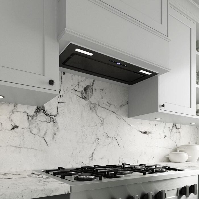 28 in. 350 CFM Lemina Ductless Insert Range Hood in Glossy Black, Mesh Filters, Touchpad Control, LED Lights - Image 3