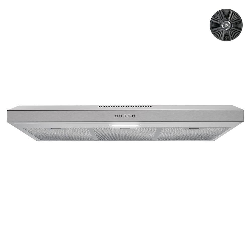 36 in. Donini Ductless Under Cabinet Range Hood in Brushed Stainless Steel, Mesh Filter, Push Button Control, LED Light